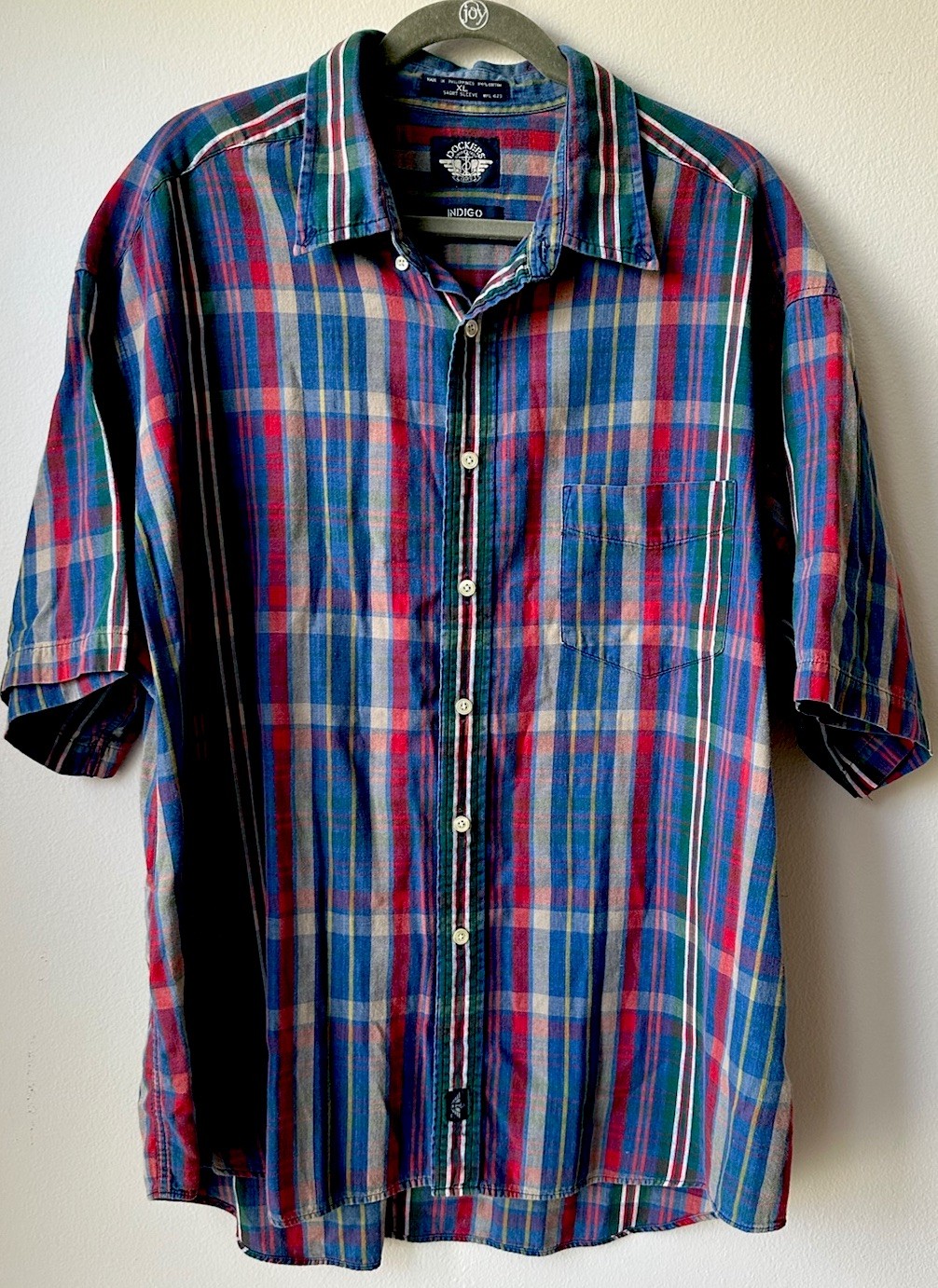 Vintage Dockers Shirt Levi’s Mens Button Down XL Plaid Stripe Y2K Short Sleeve
