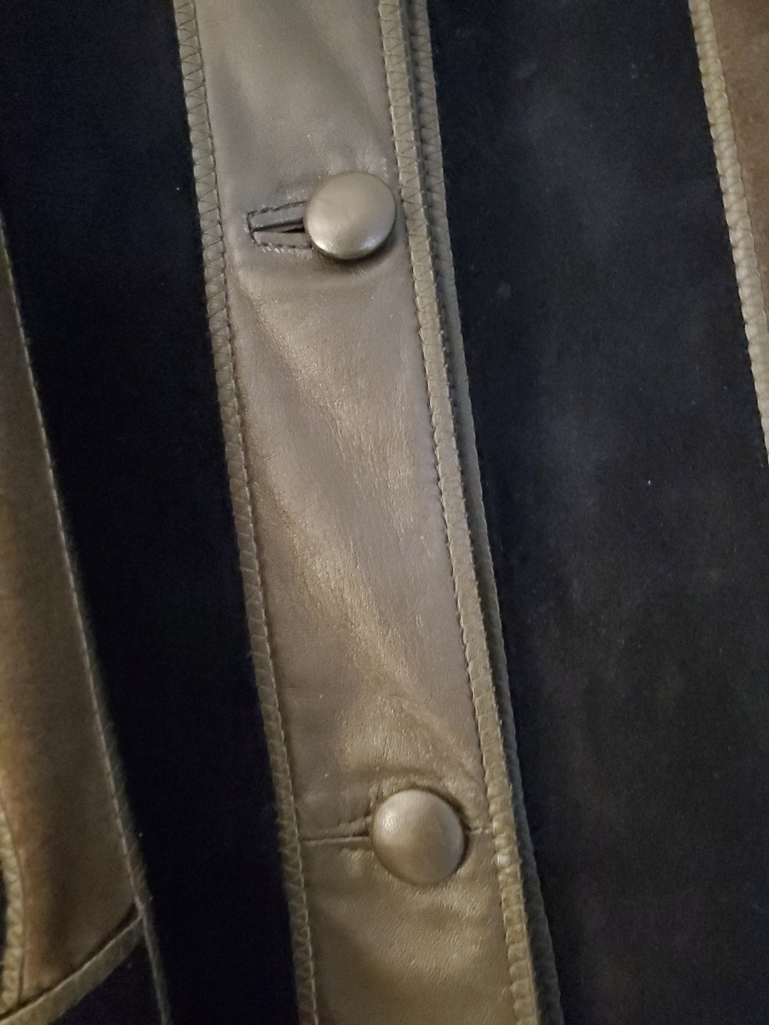 Philippe Vallereuil Vintage 80’s Black Leather Coat Black Brown France Hippy