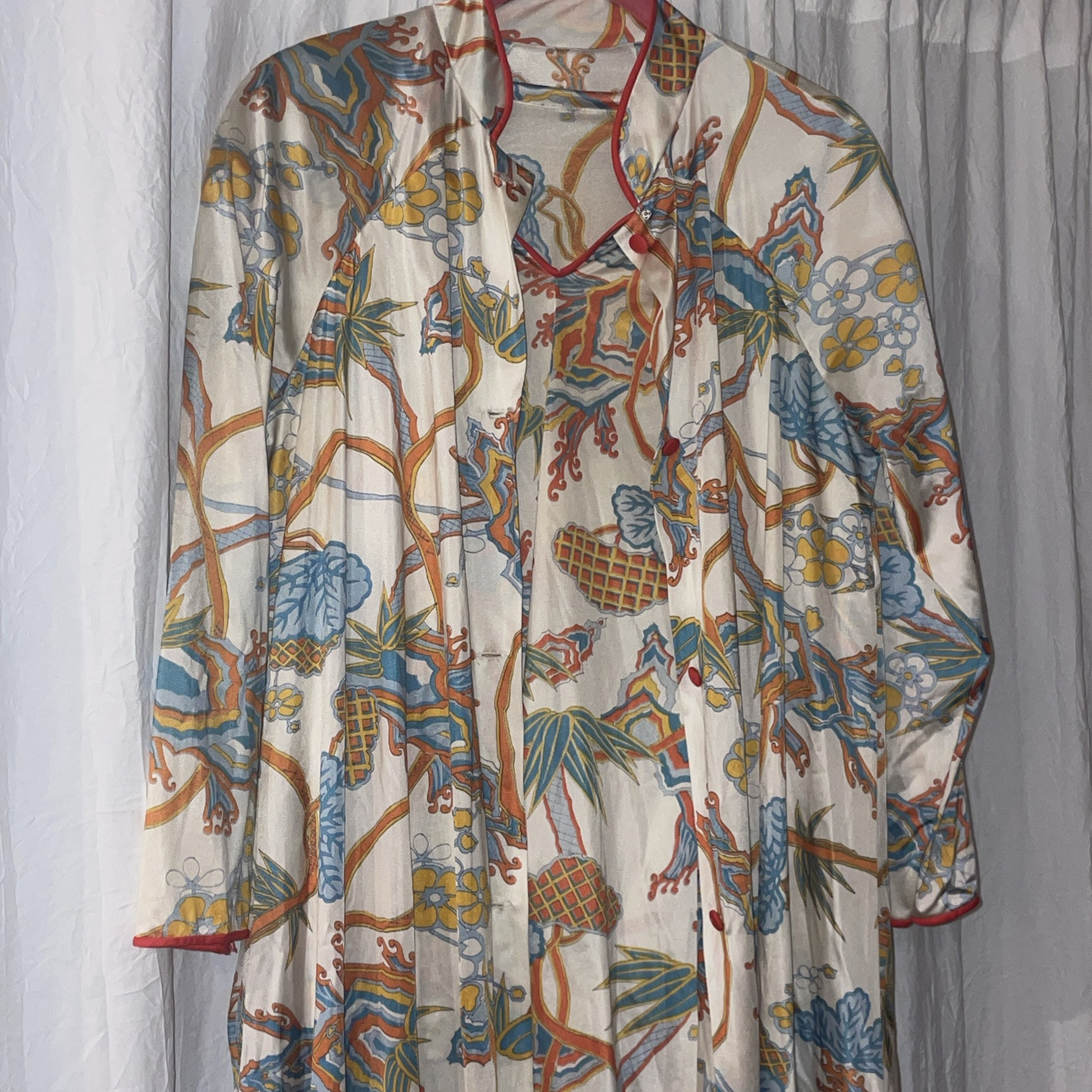 Vintage Chinese Feng Shui Phoenix Palm Kimono Gown & Robe 1950’s ❤️blt15m19