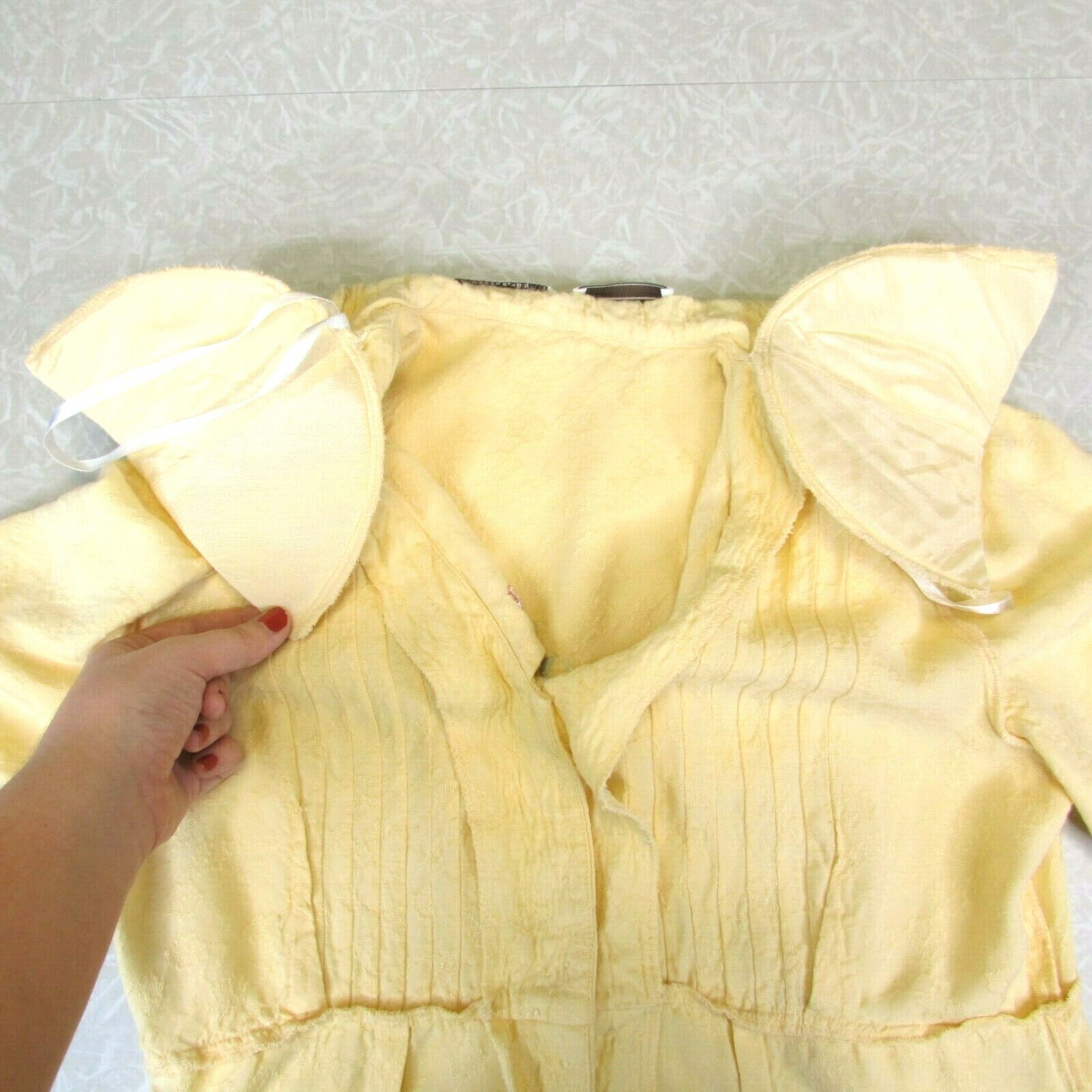 Vintage Karin Stevens Size 10 Long Dress Beaded Square Collar Button Cottagecore