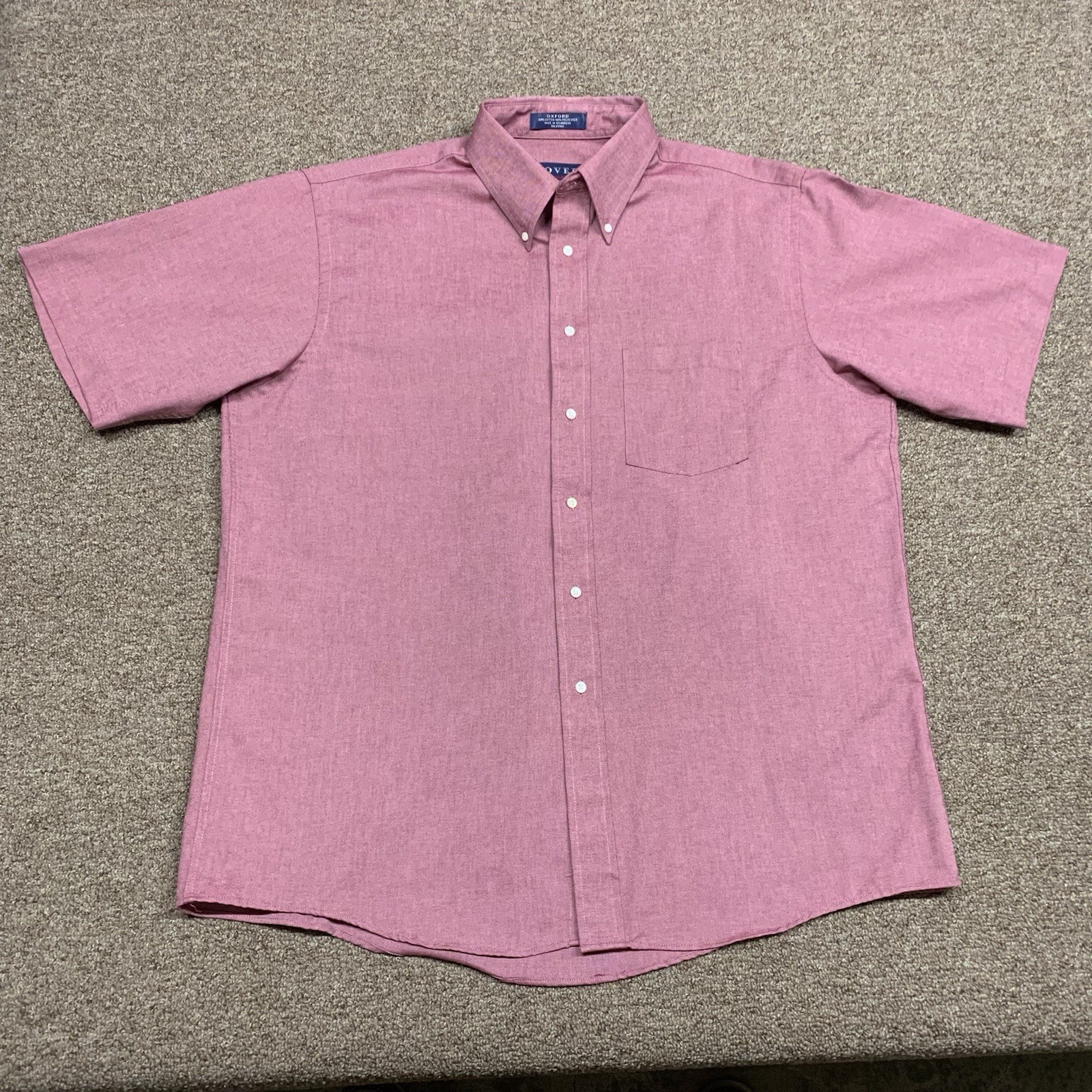 Vintage Arrow Dover Mens Red Short Sleeve Oxford Button Down Shirt 17 Size XL