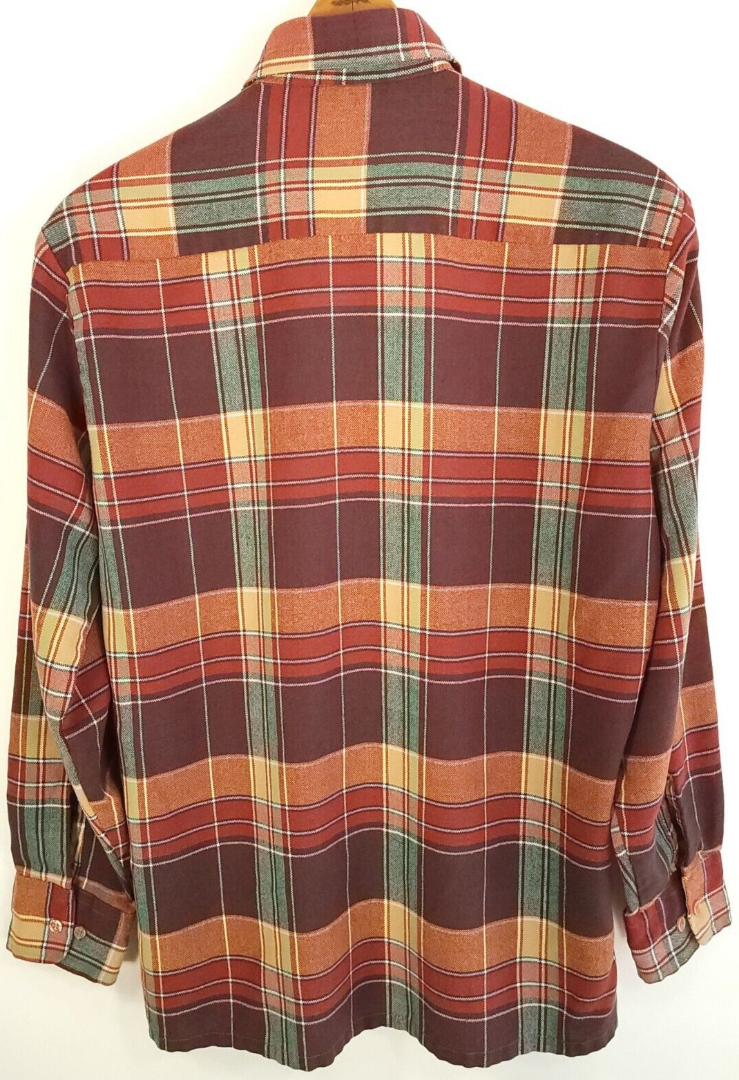 Vtg Back Packer Flannel Shirt Men’s Med Brown Tan Orange Plaid Workwear Grunge