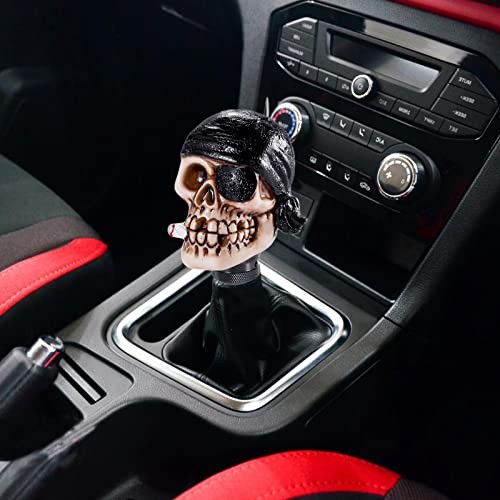 One-Eyed Pirate Style Gear Lever Shift Stick Handle Car Racing Skeleton Black 1