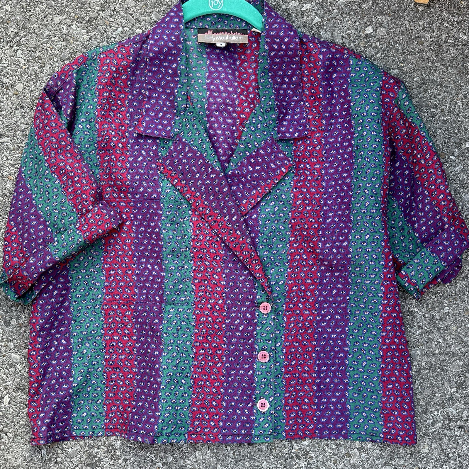 1980s Vintage Plus Size Lady Manhattan bust 42” Cropped, boxy Blouse
