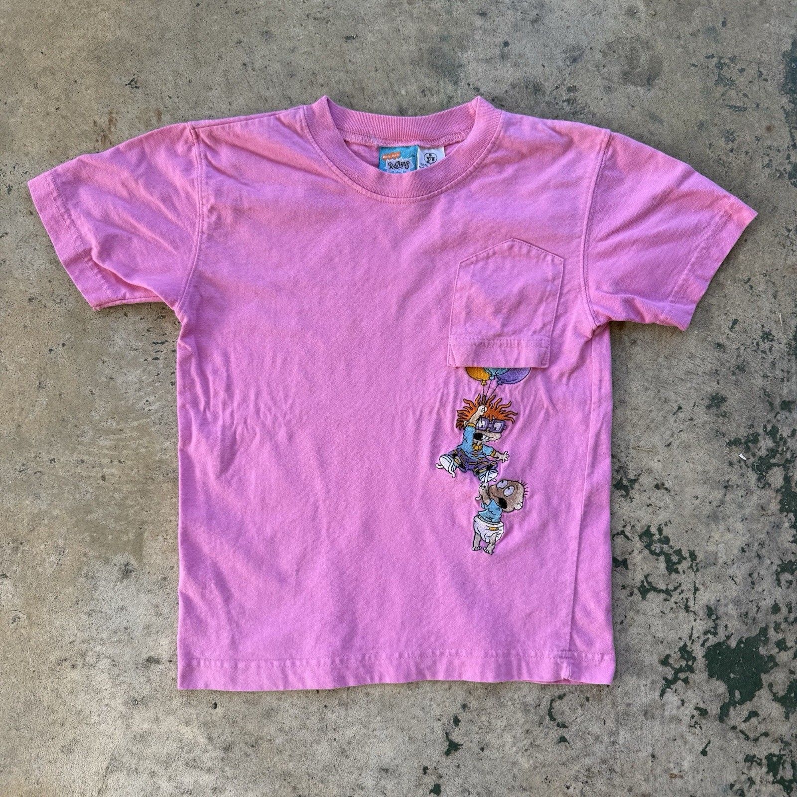 Vintage 1996 Nickelodeon Rugrats Pink Embroidered Girls T-Shirt Size 7/8 Cotton