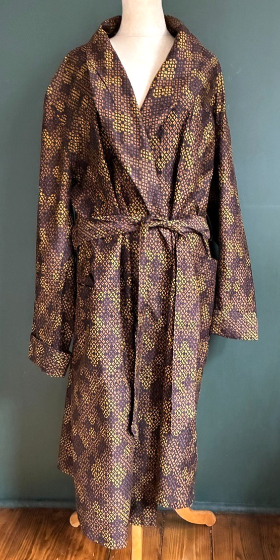 1970s Cotton State O Maine For Marshall Fields Robe Mens L Belted Brown Gold