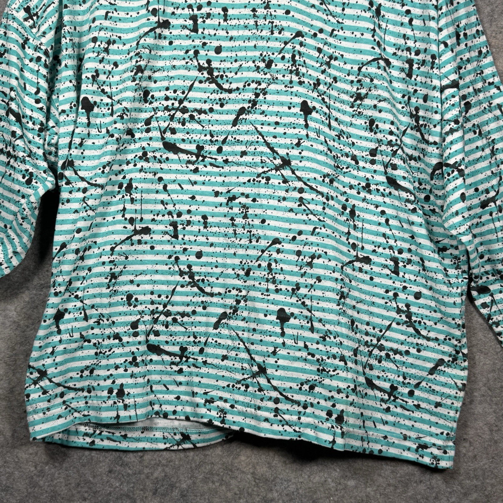 Vintage 90s Union Bay Striped Paint Splatter Mock Neck LongSleeve T Shirt Mens L