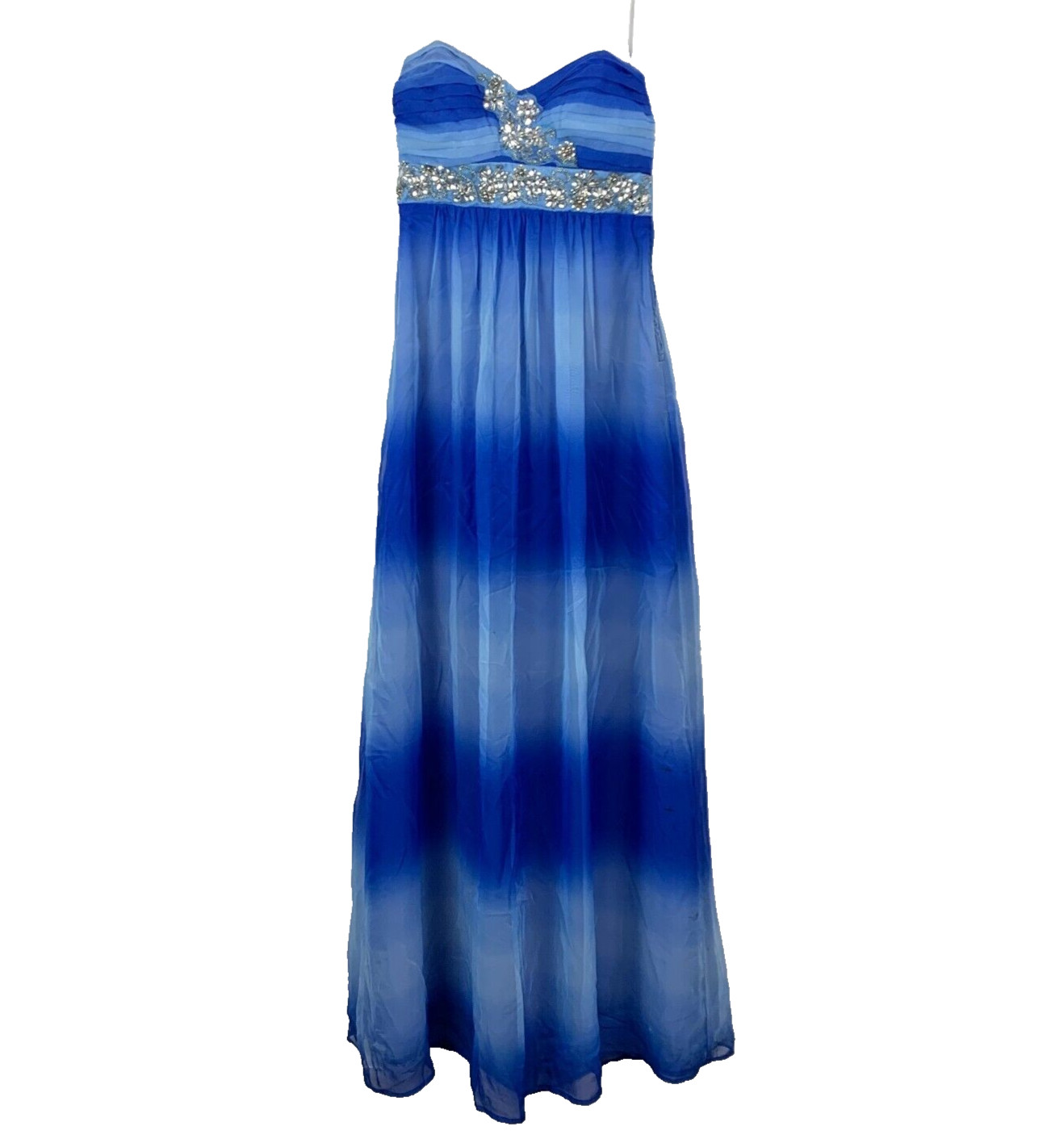 Vintage Y2K B.Darlin Be Darlin Bling Blue Long Formal Prom Dress 7/8