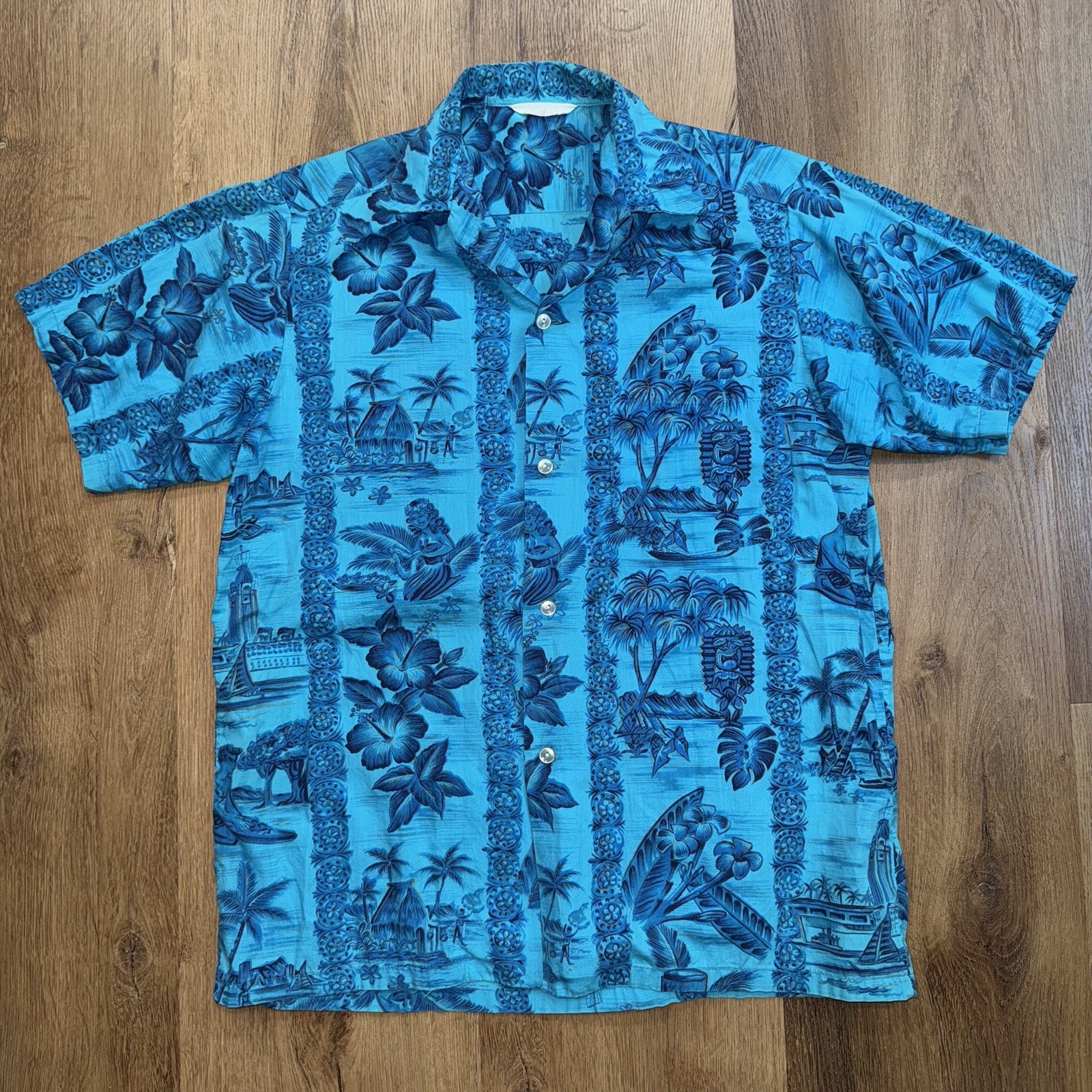 1960s Hawaiian Shirt Mens Made in Hawaii Vtg Floral Hippie Boho USA 1960s Medium