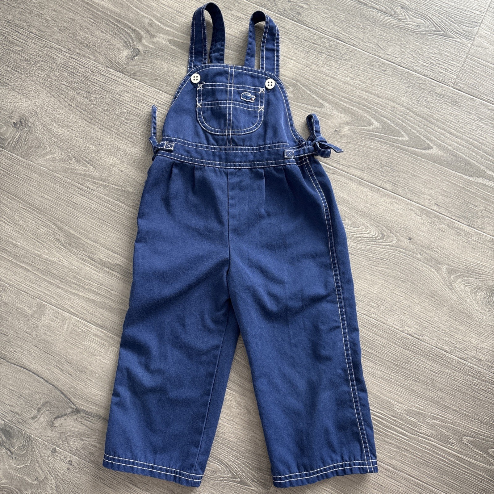 Vintage Izod Lacoste Overalls Toddler Size 3T Blue cotton poly blend
