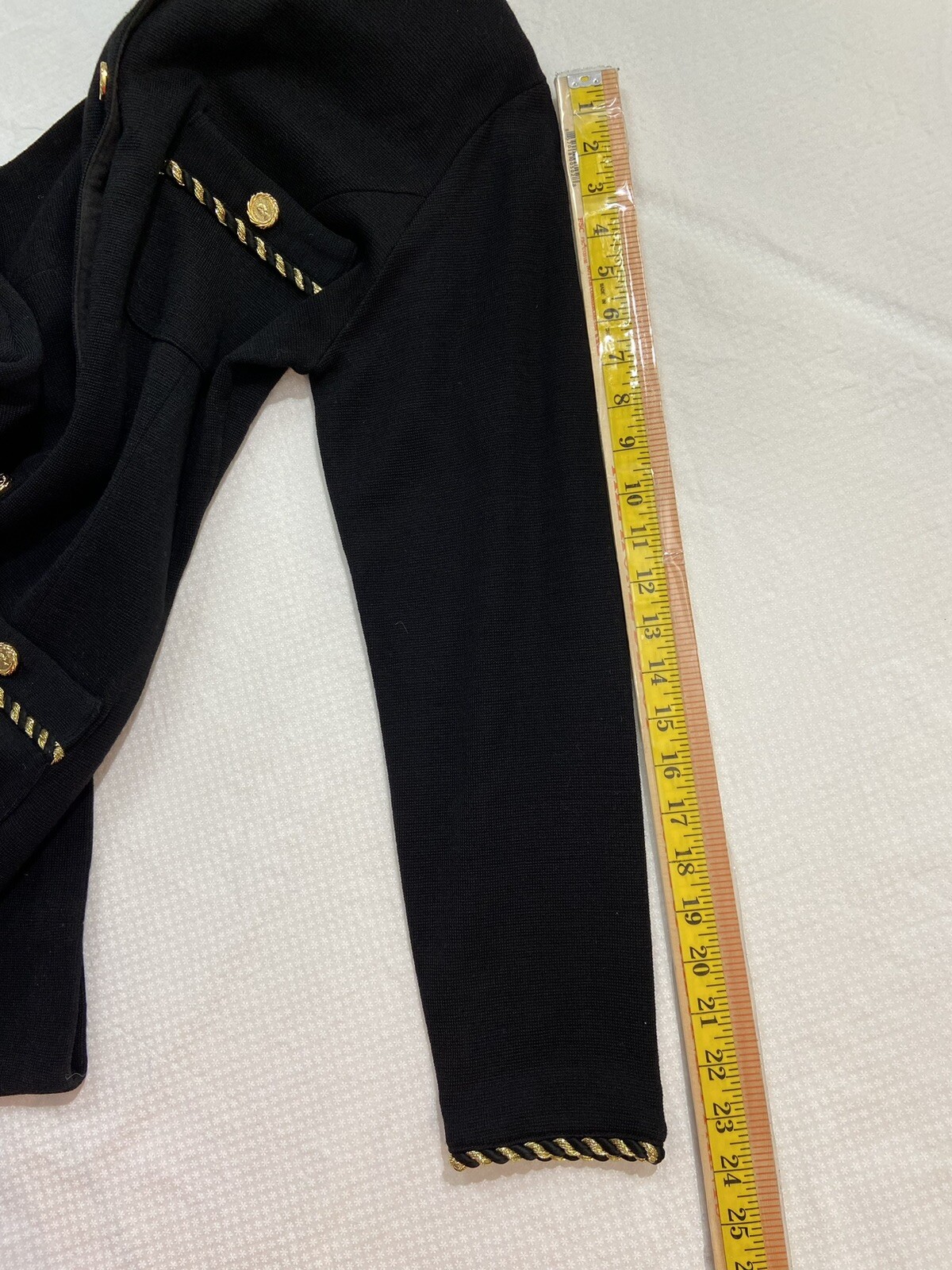 Vintage Paul Harris Dress Wool Blend Black Gold Elizabeth II Buttons Sz M