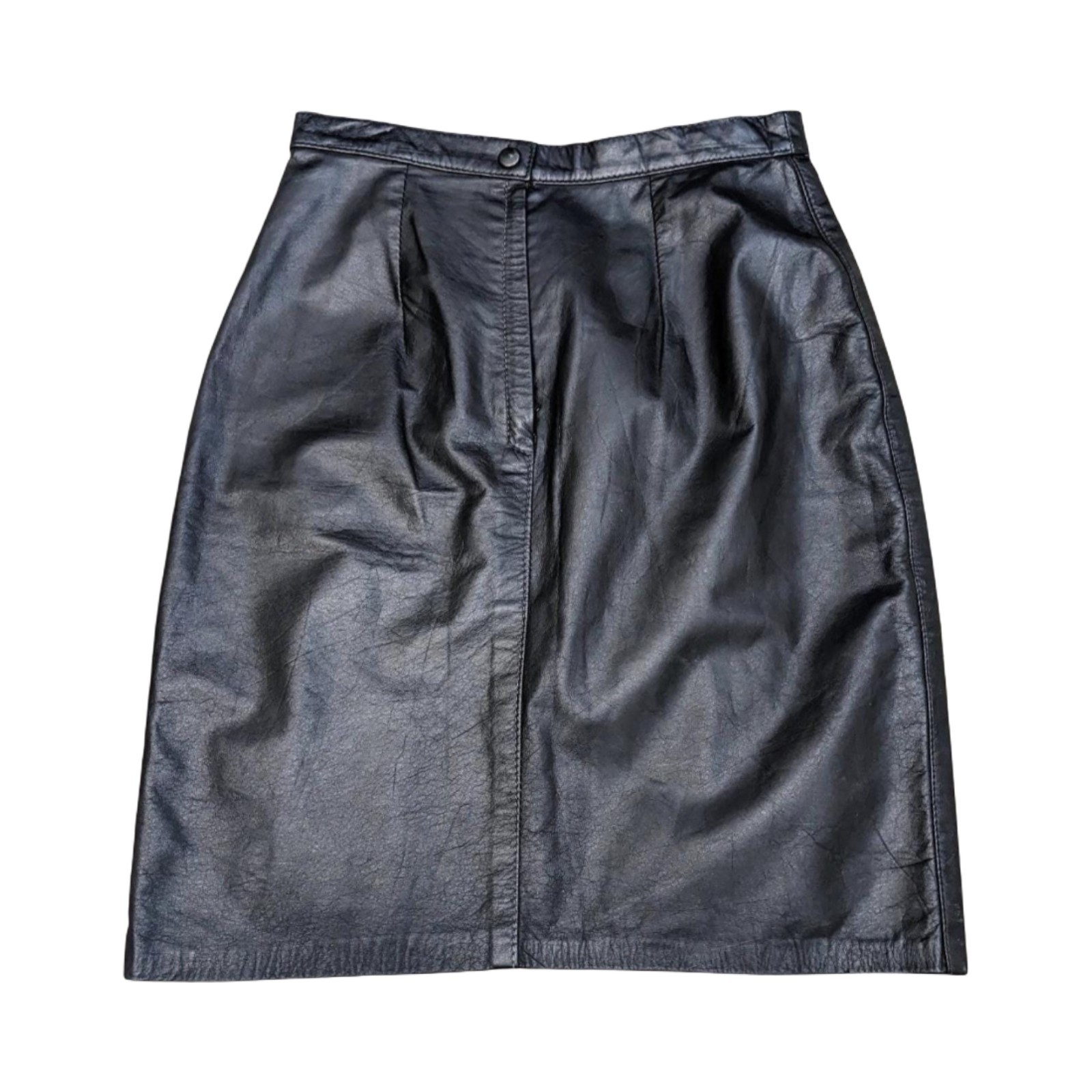 Vintage 80s Comint Leather Mini Skirt Womens Small Black Goth Indie
