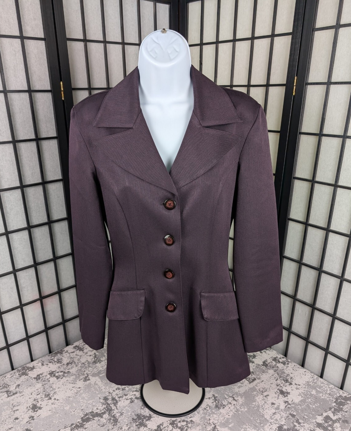 VTG La Belle Women’s Long Purple Blazer Chest 36″ Length 28.5″ Made in USA EUC