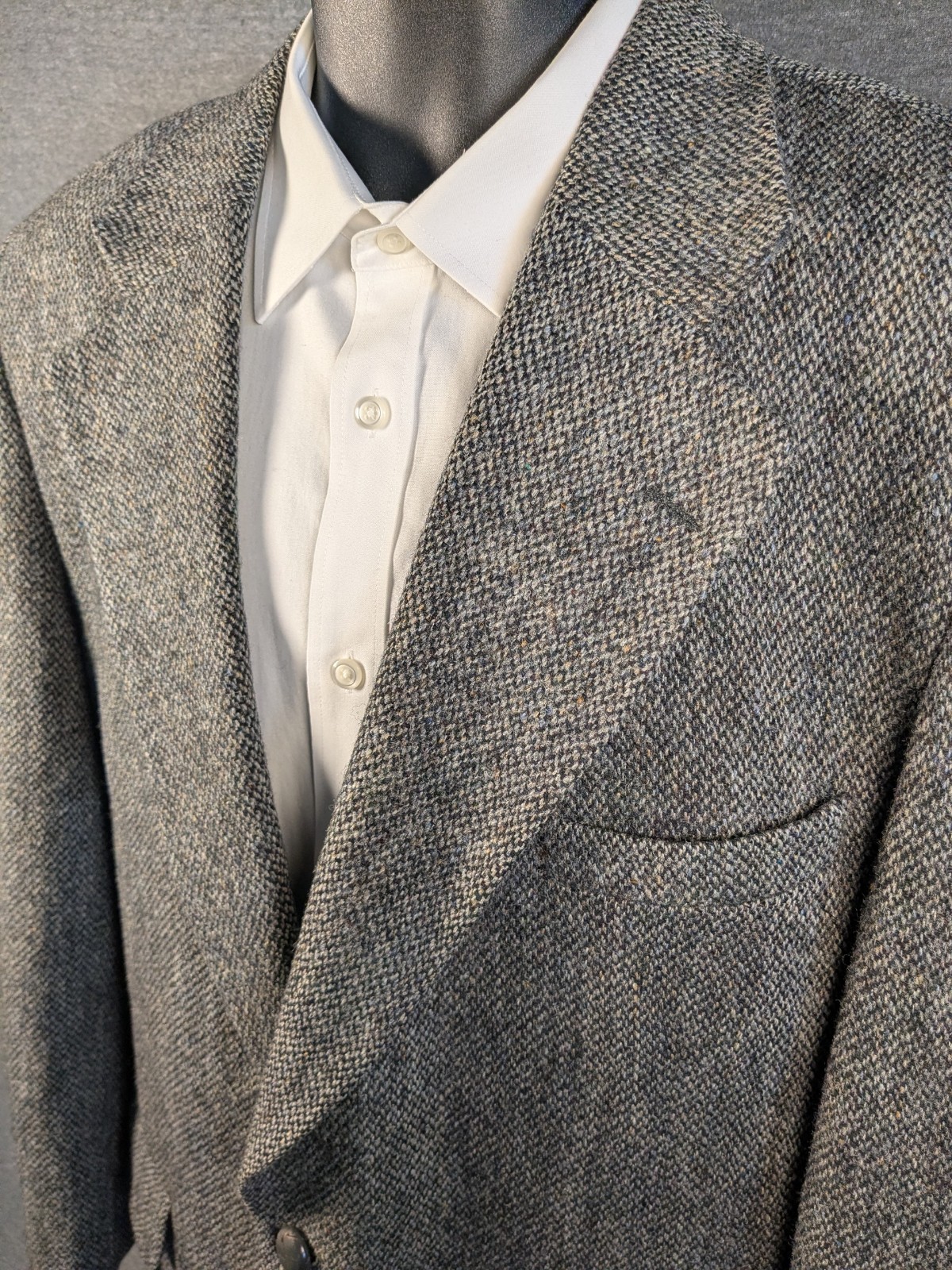 Vtg 1950s/60s Harris Tweed Blazer Men’s 43R Gray Scottish Wool Anderson Little