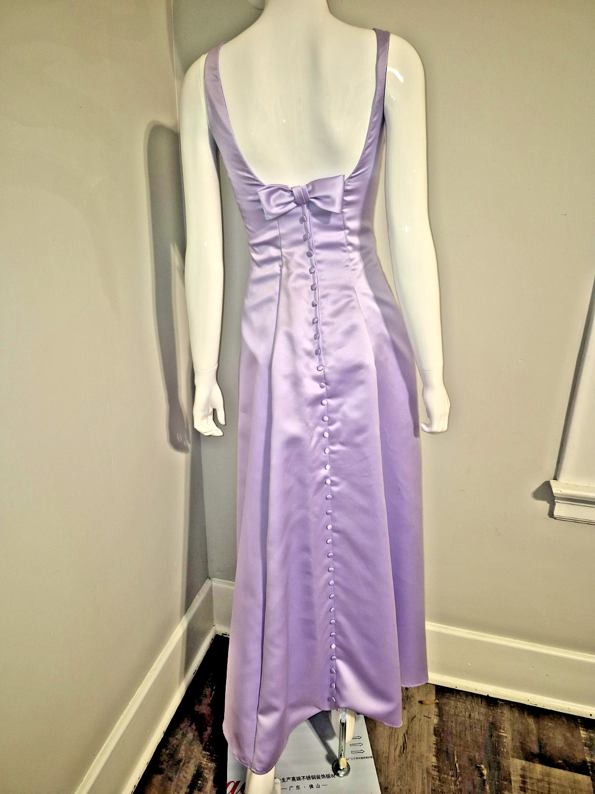 Vtg Alfred Angelo 90s Lavender Long A-line Dress ILGWU USA Sz 0