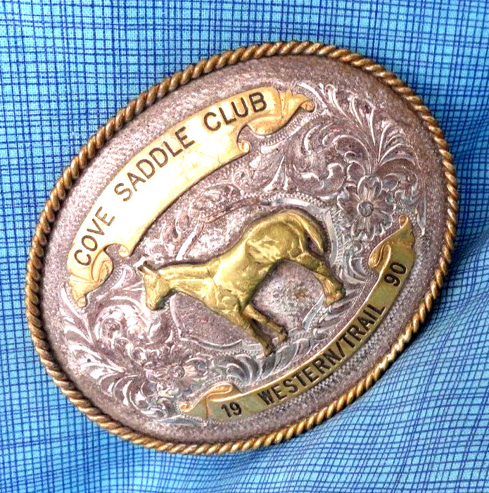 Cove Saddle Club 1990 Western Trail Trophy Belt Buckle SSP Vtg Montana SS.NOX666