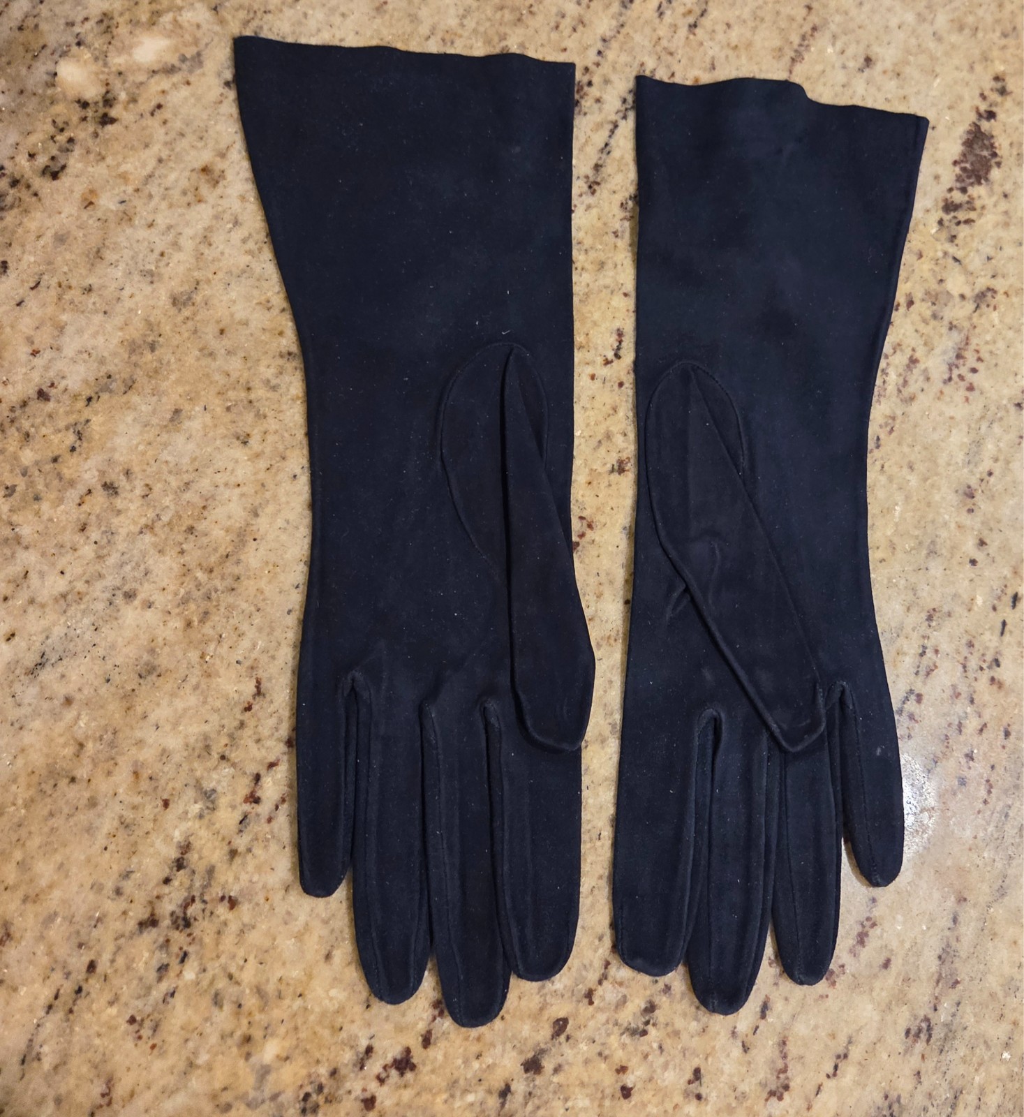 Vintage Womens Size M 7 Blue Suede Leather Formal 11″ Long Gloves