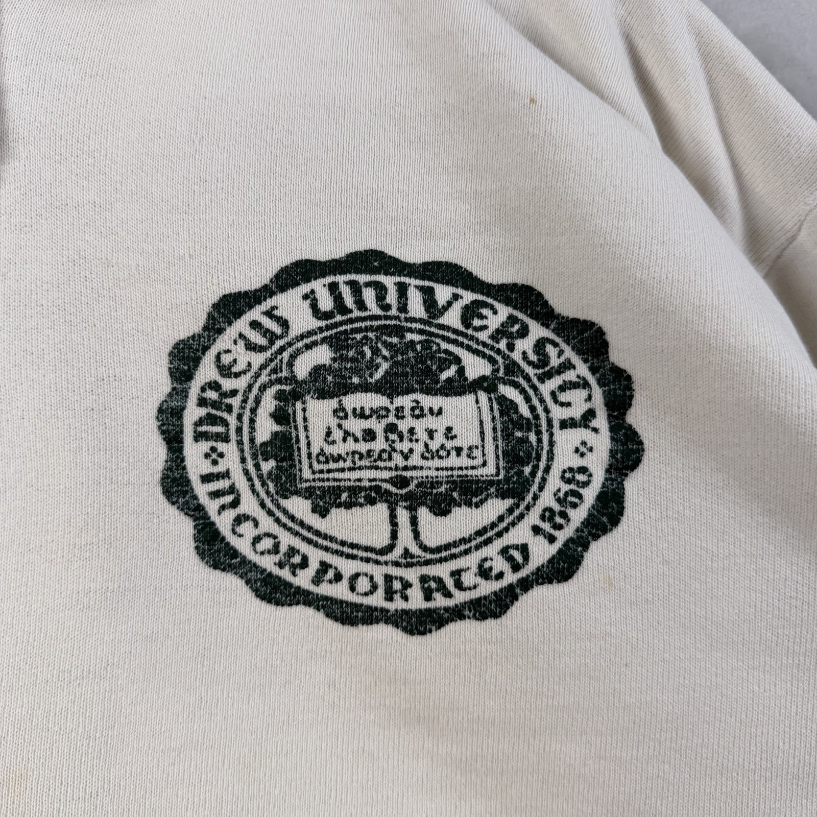 Vintage 50s 60s Drew University Quarter Zip Sweatshirt Distressed Size M