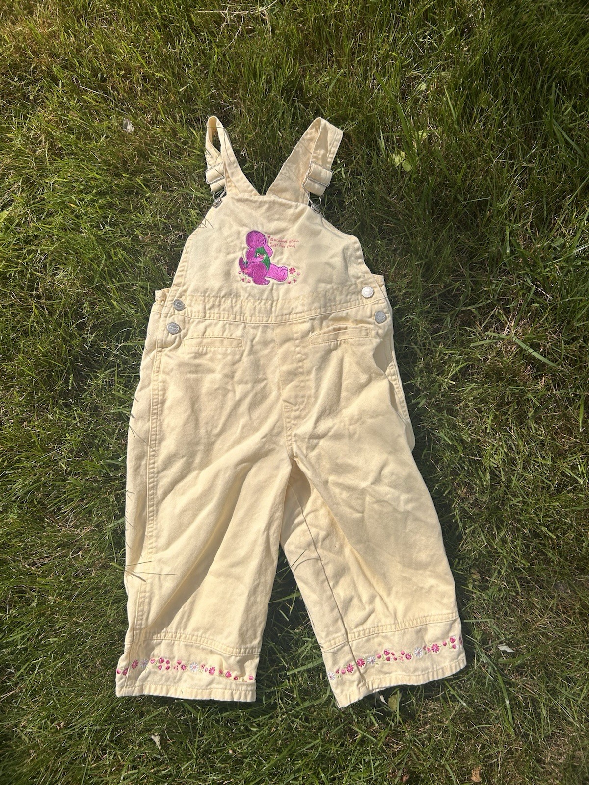 Vintage Y2K Barney butter yellow overalls size 5T