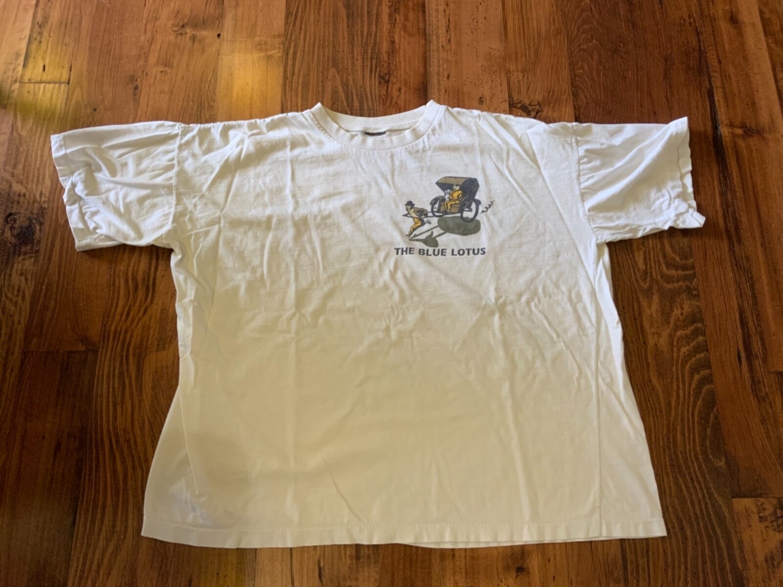 THE BLUE LOTUS TIN TIN Original Vintage “USER DISTRESSED” T-Shirt White Large