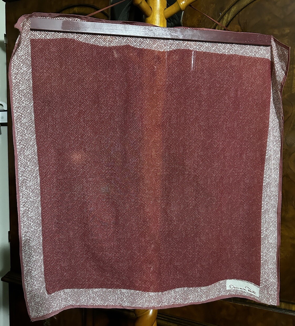 Vintage 1960s MCM Oscar de la Renta Pure Silk Chiffon Scarf Red 26.5” Square