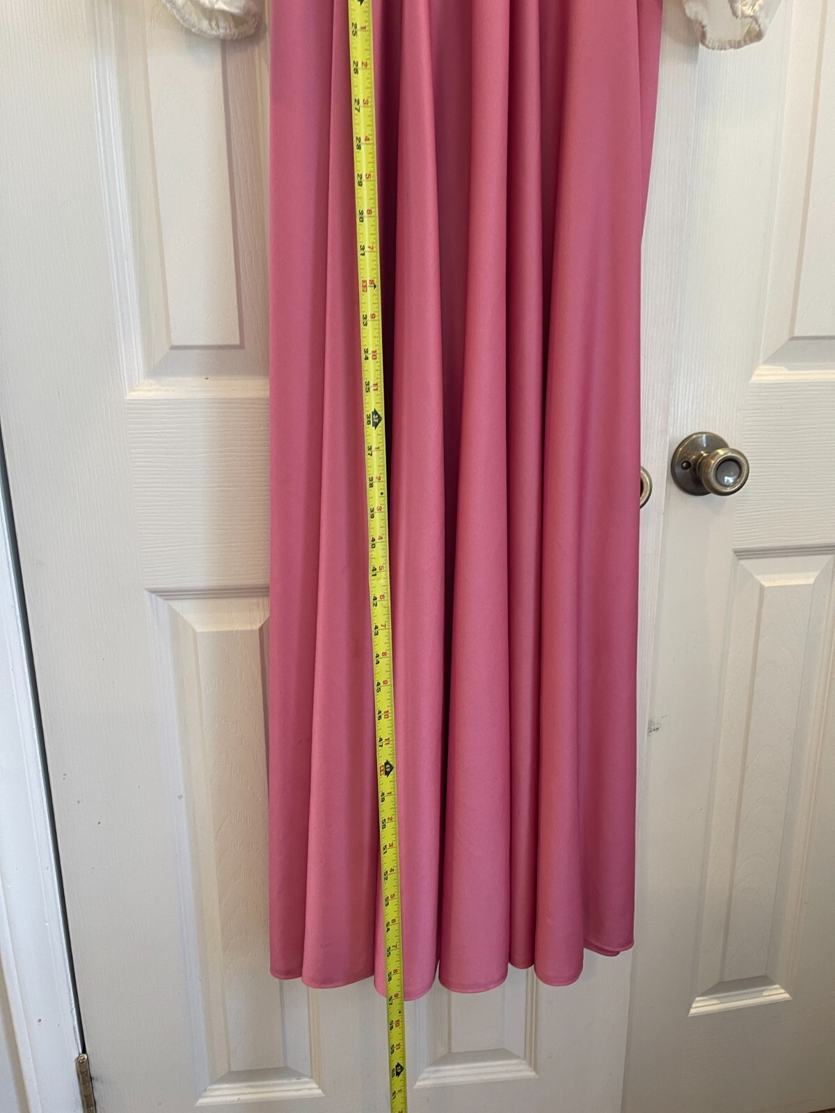 Vintage 1920s pink white Long sleeve sheer camisole long dress size S 57 in long