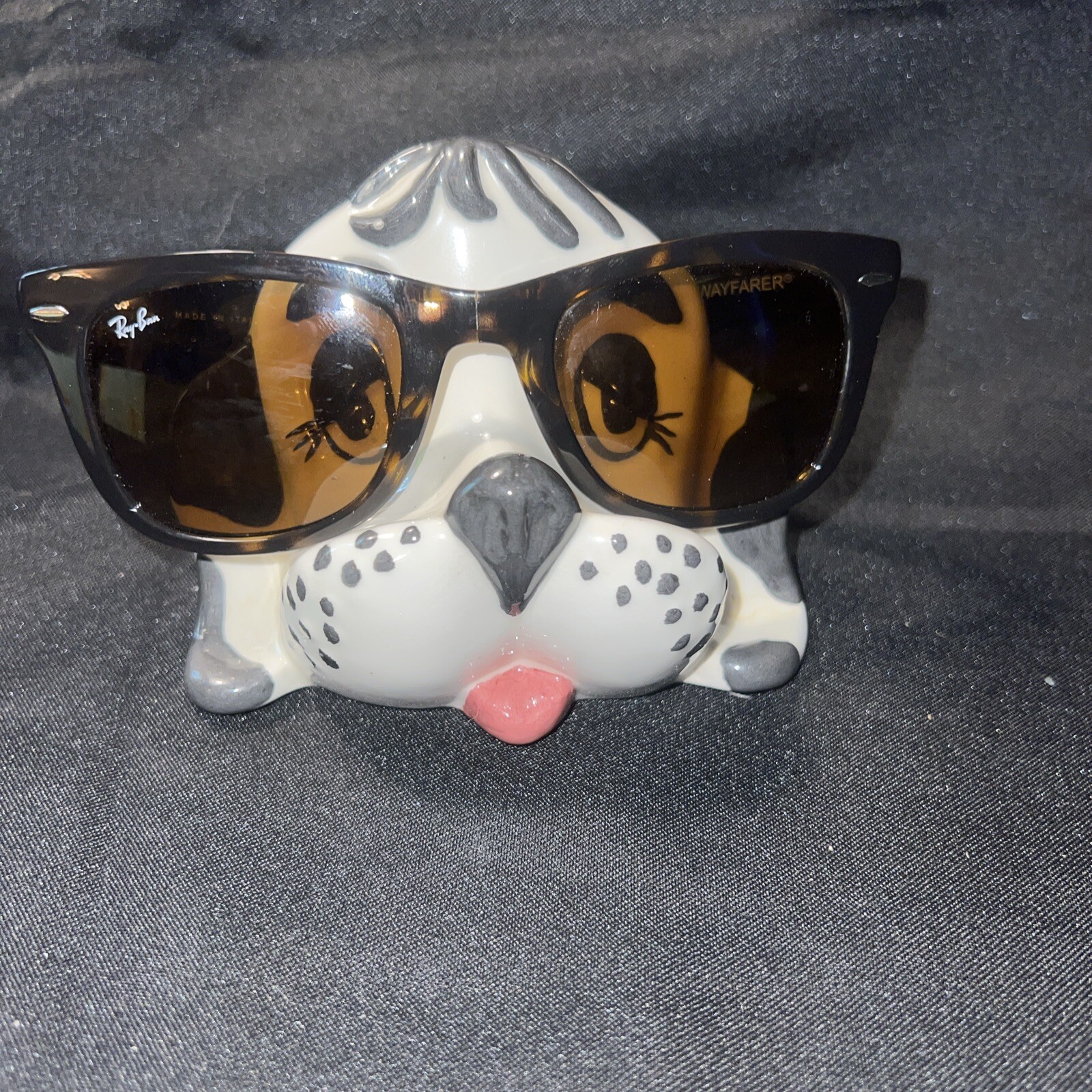 Vintage Arnel Ceramic Dog Face Eyeglasses Holder Stand Sleepy Eyes