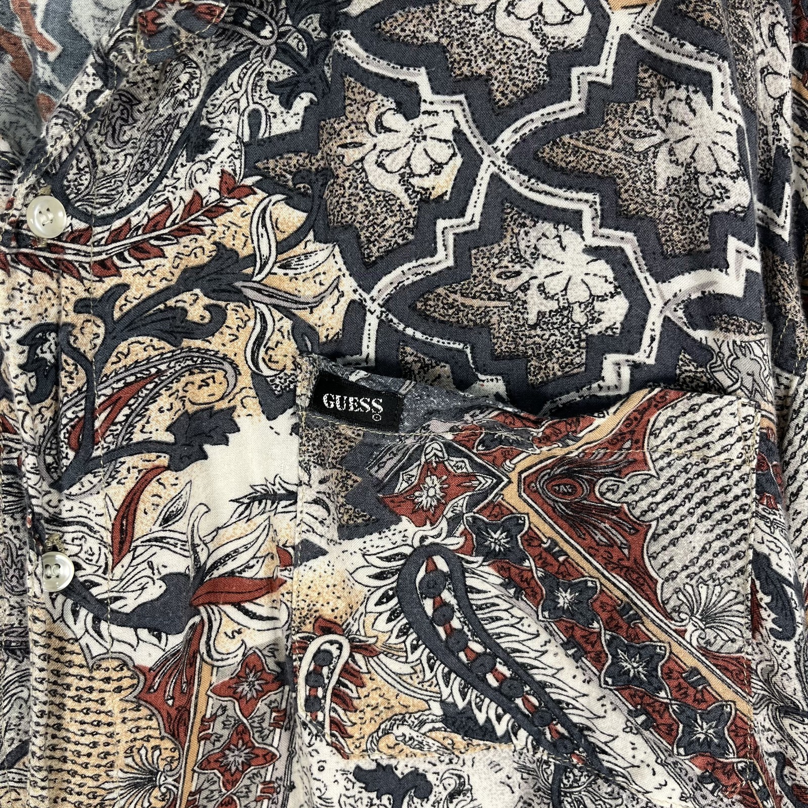 1980s Vintage GUESS Rayon XL Single Stitch USA Georges Marciano sharp
