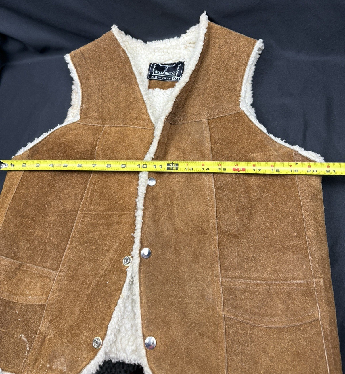 Vintage Steer Brand Suede Sherpa Lined Western Vest Women’s XXL Ranch