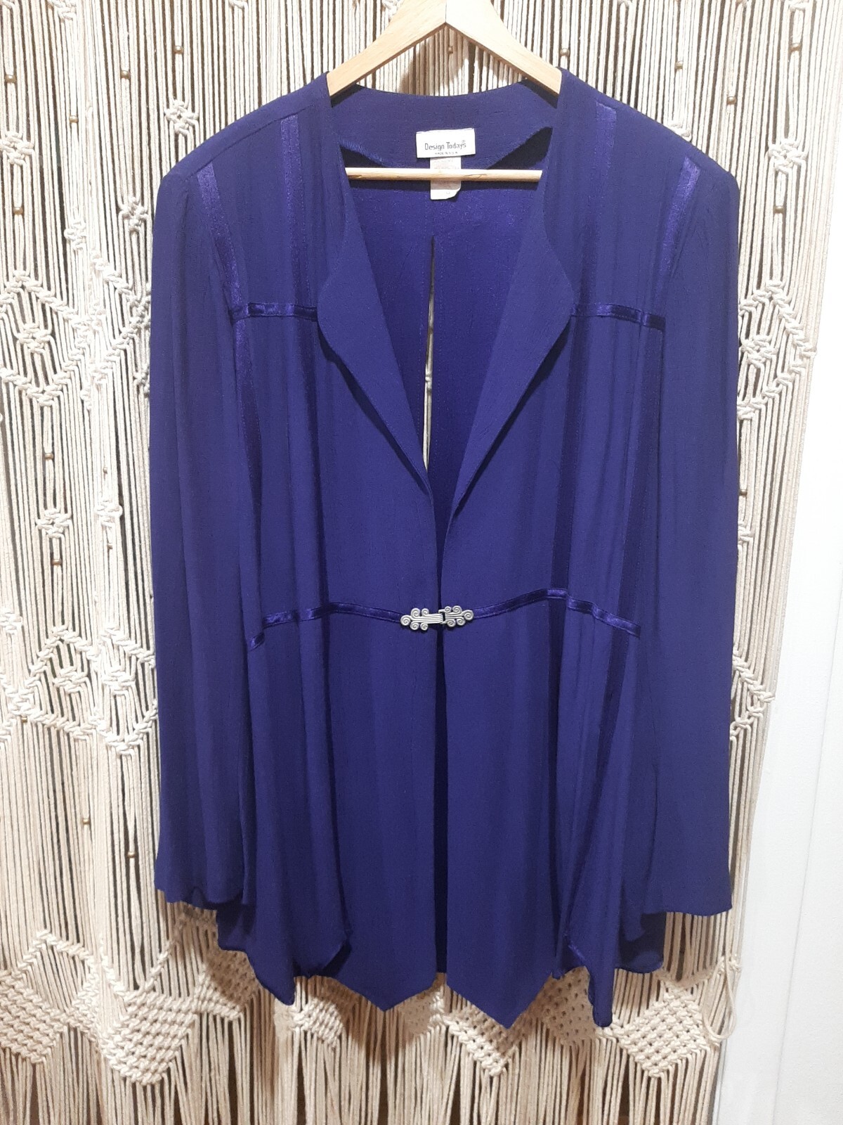80s Vintage Gorgeous Indigo Blue DESIGN TODAYS Slit Accent Jacket SZ XLarge