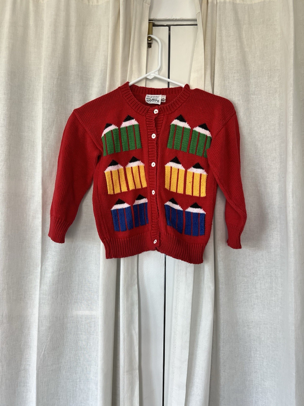 Bubble & Squeak Red Scholar Back To School Vintage Pencil Sweater 6x 90s Kids