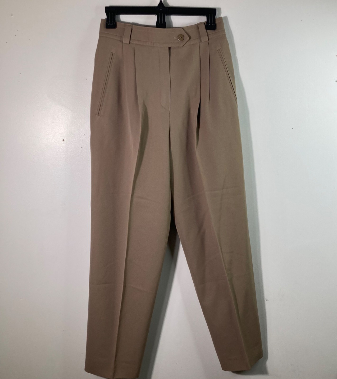 Vintage Escada Saks Fifth Avenue Pleat Front Wool Trousers 38Eu/Fits26 US Tan