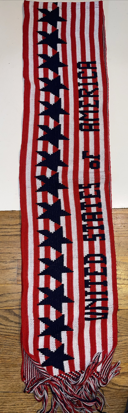 Knitmakers USA Scarf Red White Blue 94” Made In USA