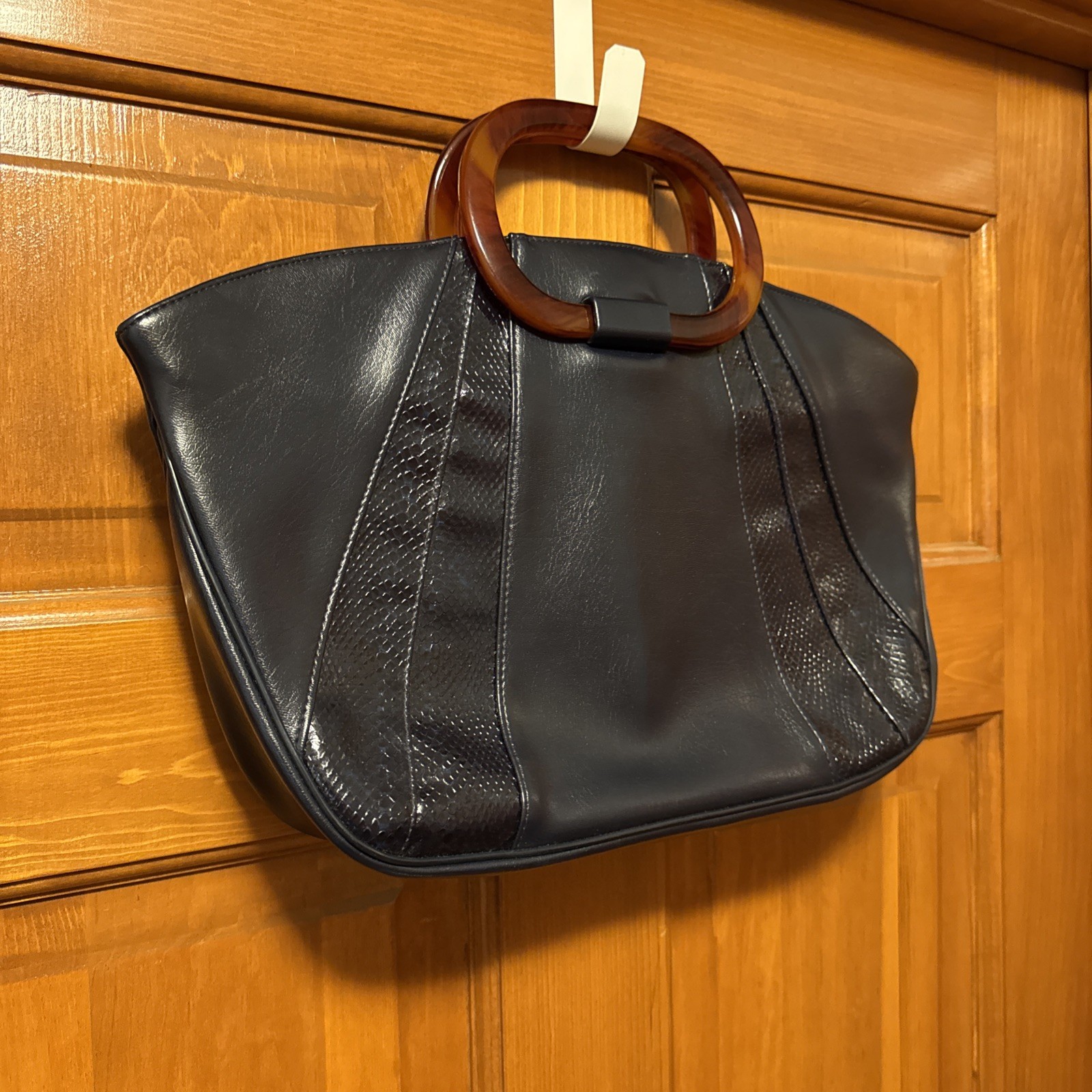 Rare Vintage Ronay Handbag Navy Blue Double Handle Retro Evening