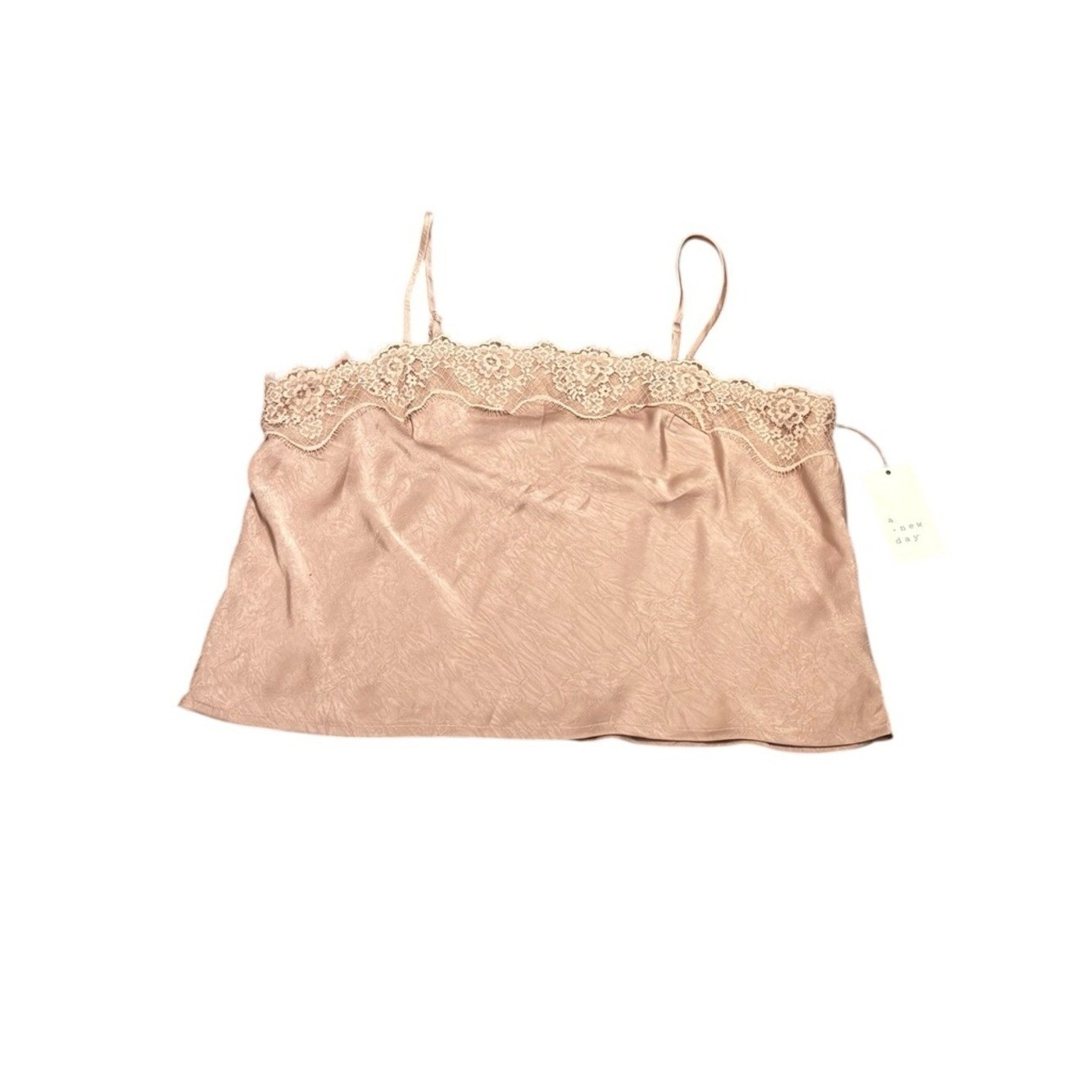 a new day Dusty Rose Lace-Trim Satin Camisole, Size L, NWT