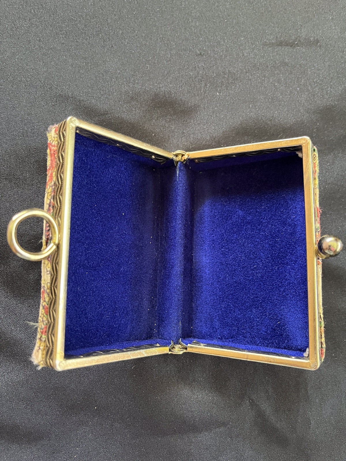 Vtg Fabric Trinket Box Bag Japan Playing Card Holder Purse Whimsical Clutch MCM