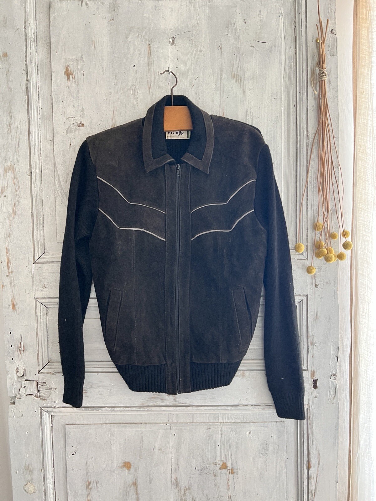 Vintage French black SUEDE JACKET c1950