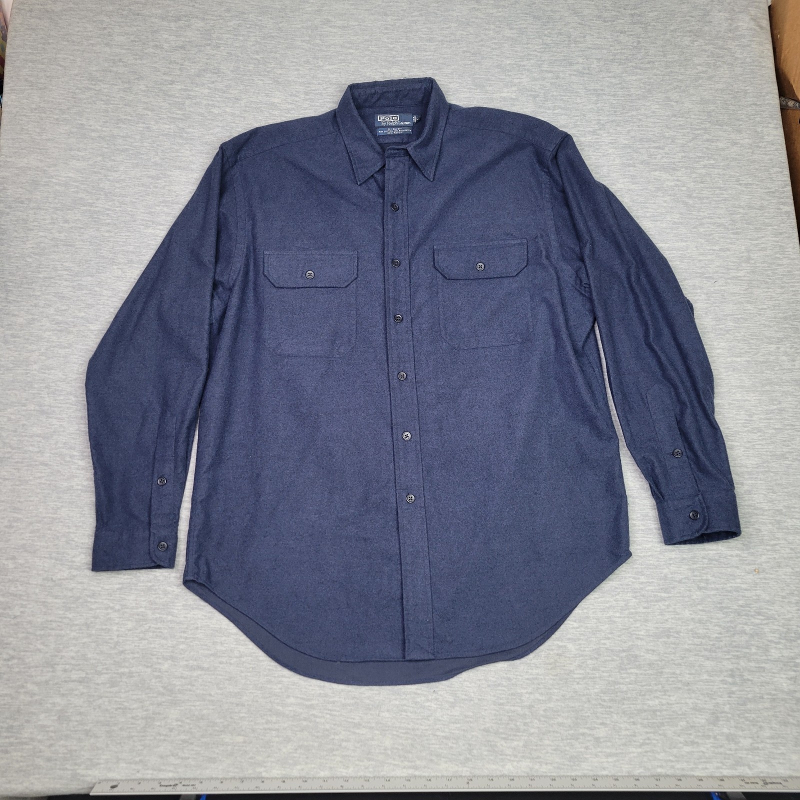VTG 90s Polo Ralph Lauren GI Shirt Mens Large Brushed Cotton Poly Rayon Blend