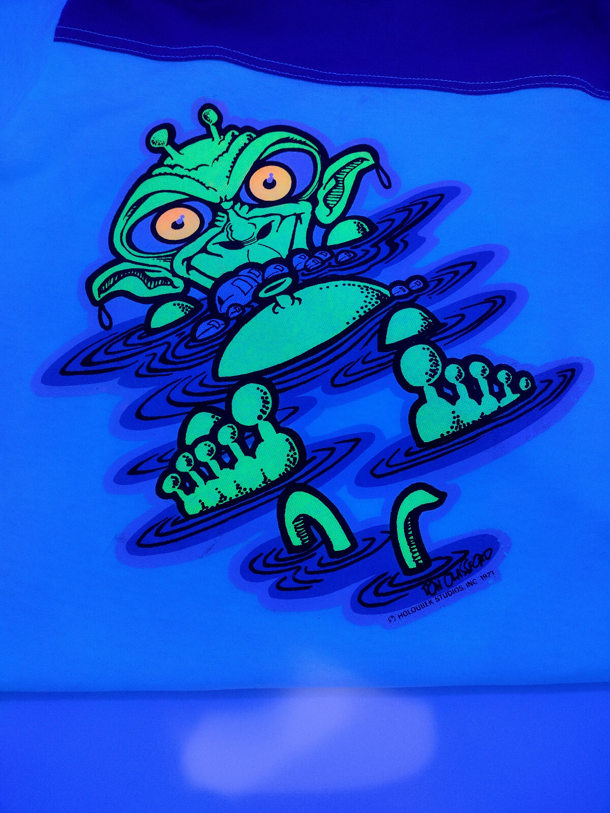 Vintage Iron On Transfer “Alien” – Black Light – Psychedelic- Day-Glo