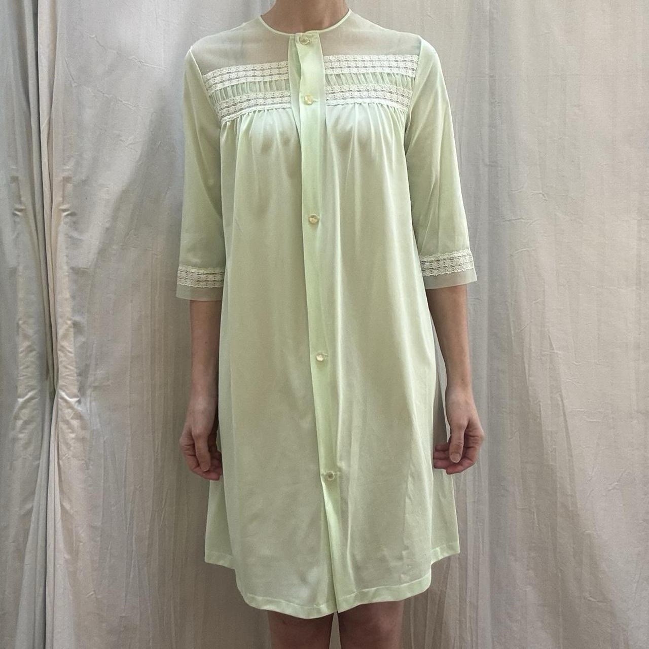 Light Lime Green Nightgown/House Dress Vintage 60s/70s Lorraine Size Small Mod