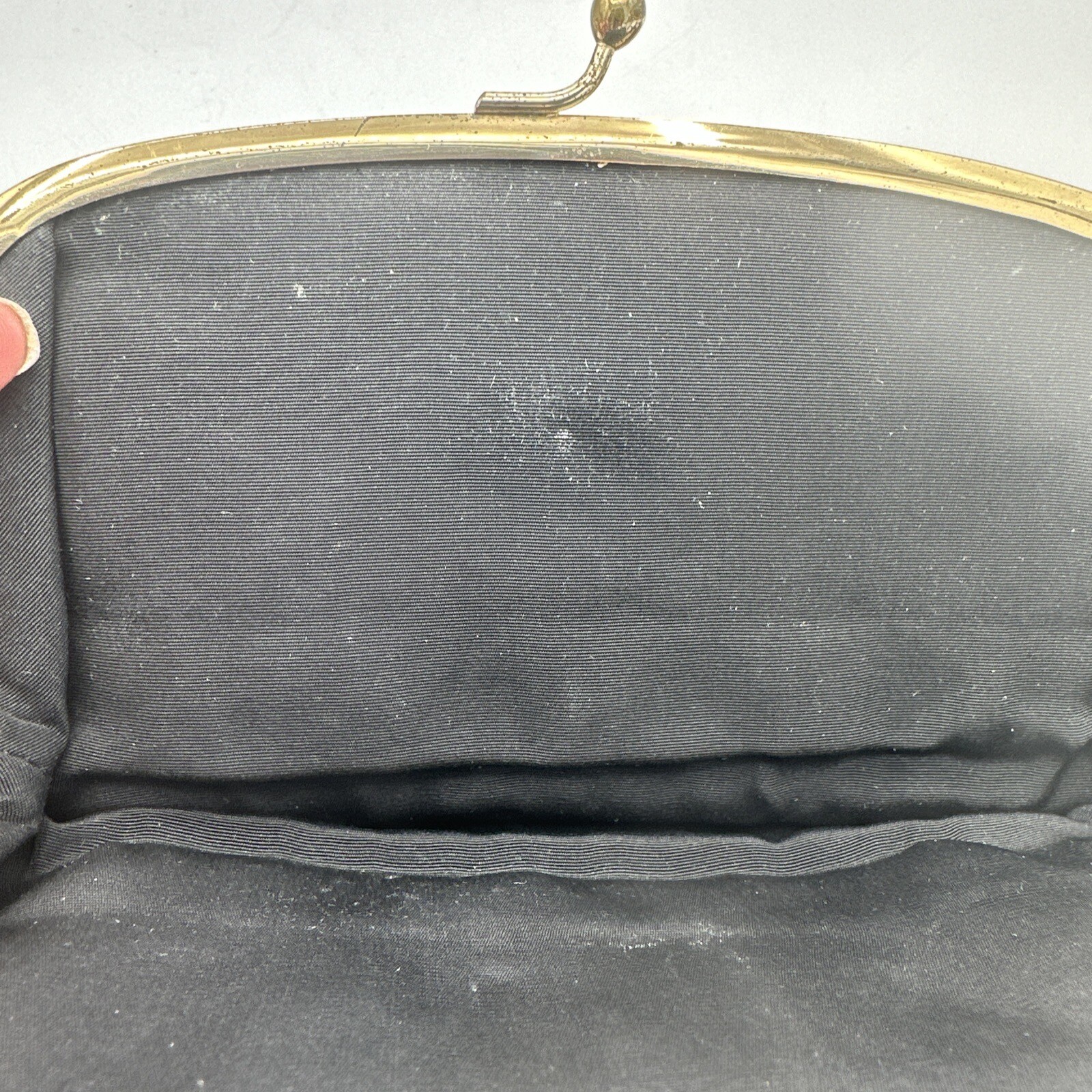 Vintage Torii Japanese Fold-over Clutch Black And Gold Brocade Mid Century Chic