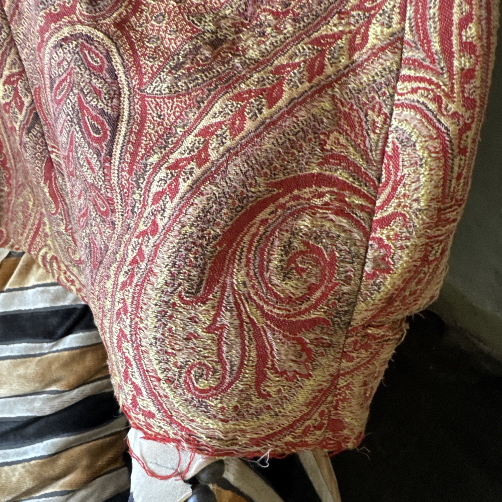 Antique Edwardian Paisley Wool Coat Soutache Closures Bonwit & Teller Vintage