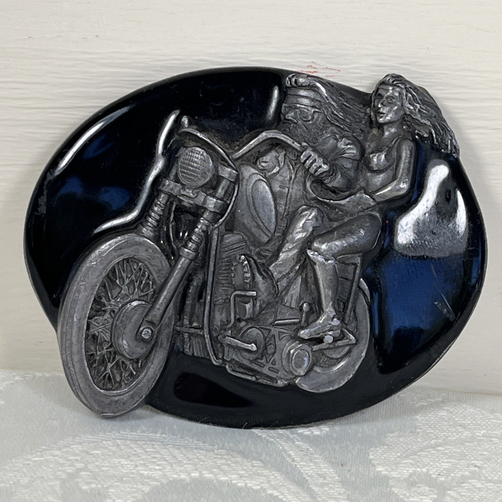 Vintage Motorcycle LIVE TO RIDE Pewter Belt Buckle Siskiyou Buckle Co 1990 H-92