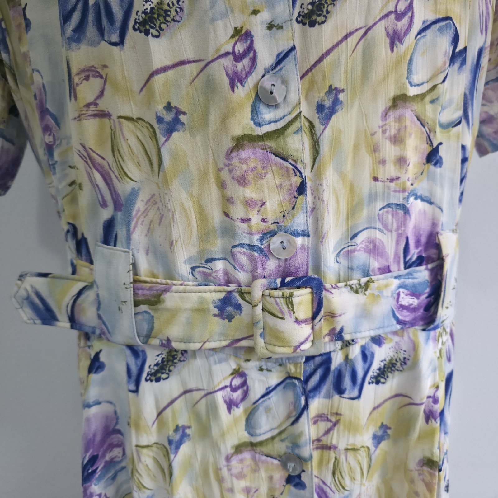 Vintage Stitches Australia Floral Midi Dress Belted Button Front Plus Size 16