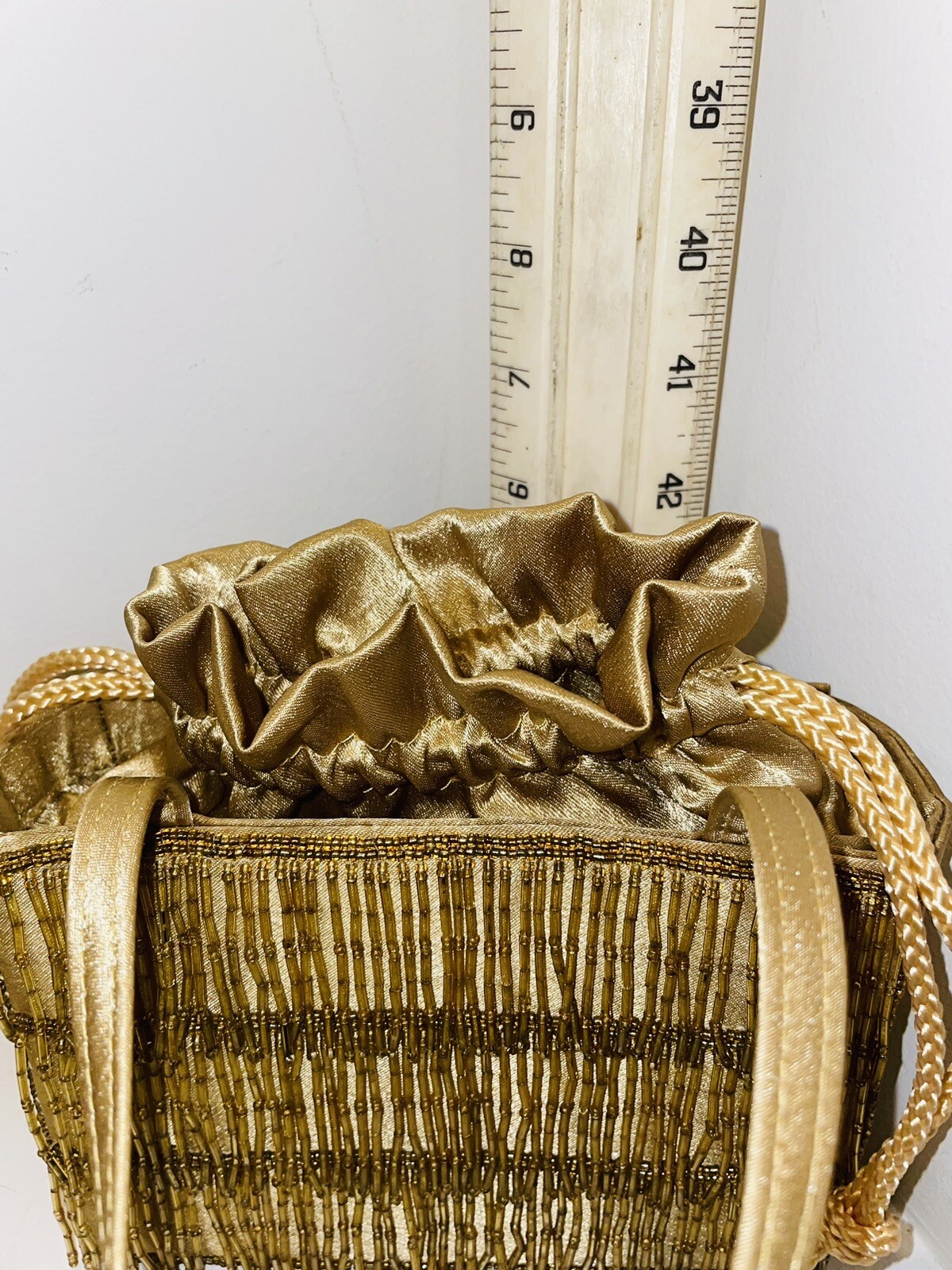Vintage Bijoux Terner Gold Satin And Beaded Box Purse