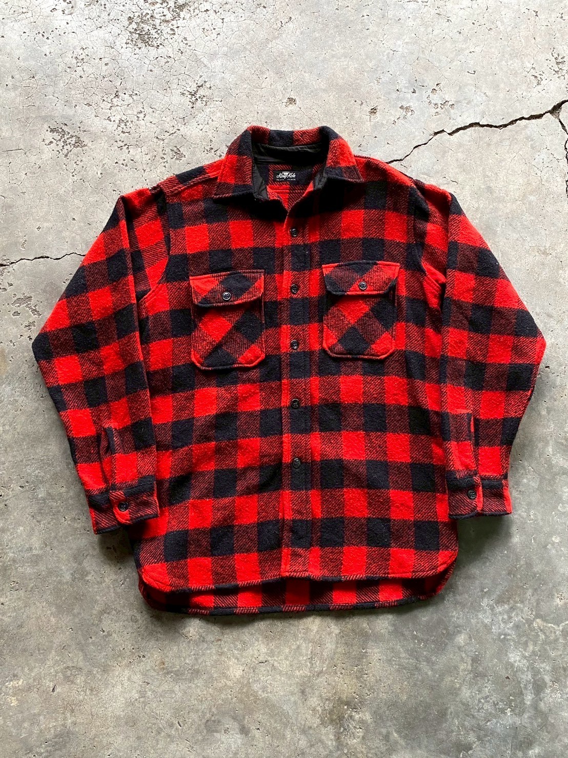 Vintage 60s King Kole Buffalo Plaid Wool Button Shirt