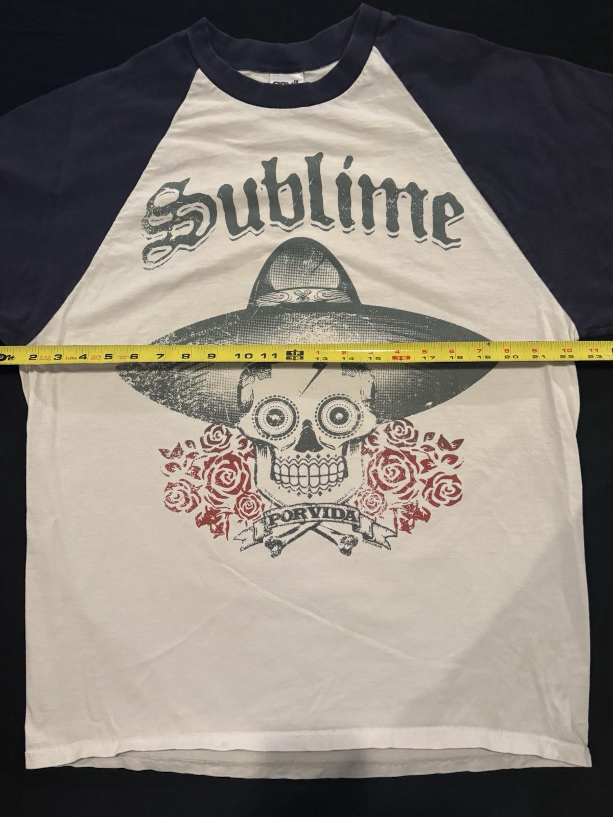 Sublime Skull Raglan Shirt L Anvil Band Tee Rock Reggae Grunge Y2K