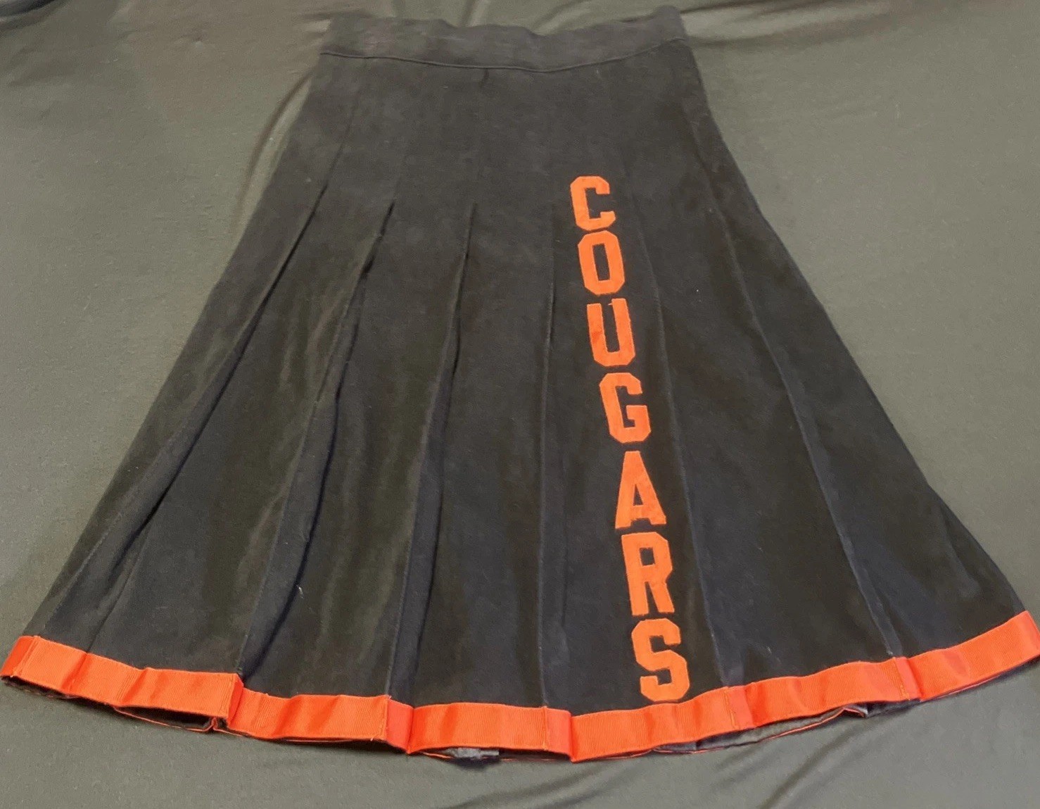 Vintage Collegiate Preppy Cheer Skirt Black Orange Women’s Hand Stitched