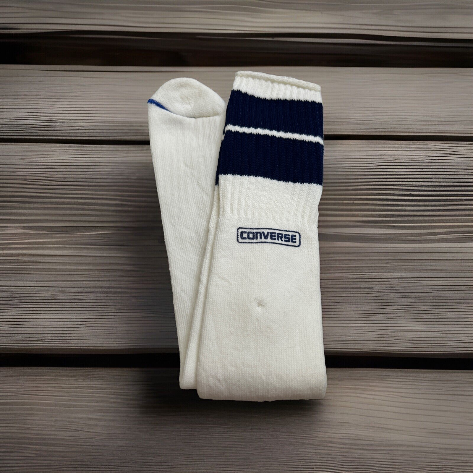 VTG Converse Tube Socks NOS Over the Calf 9-14 Orlon USA White Blue 80s 90s