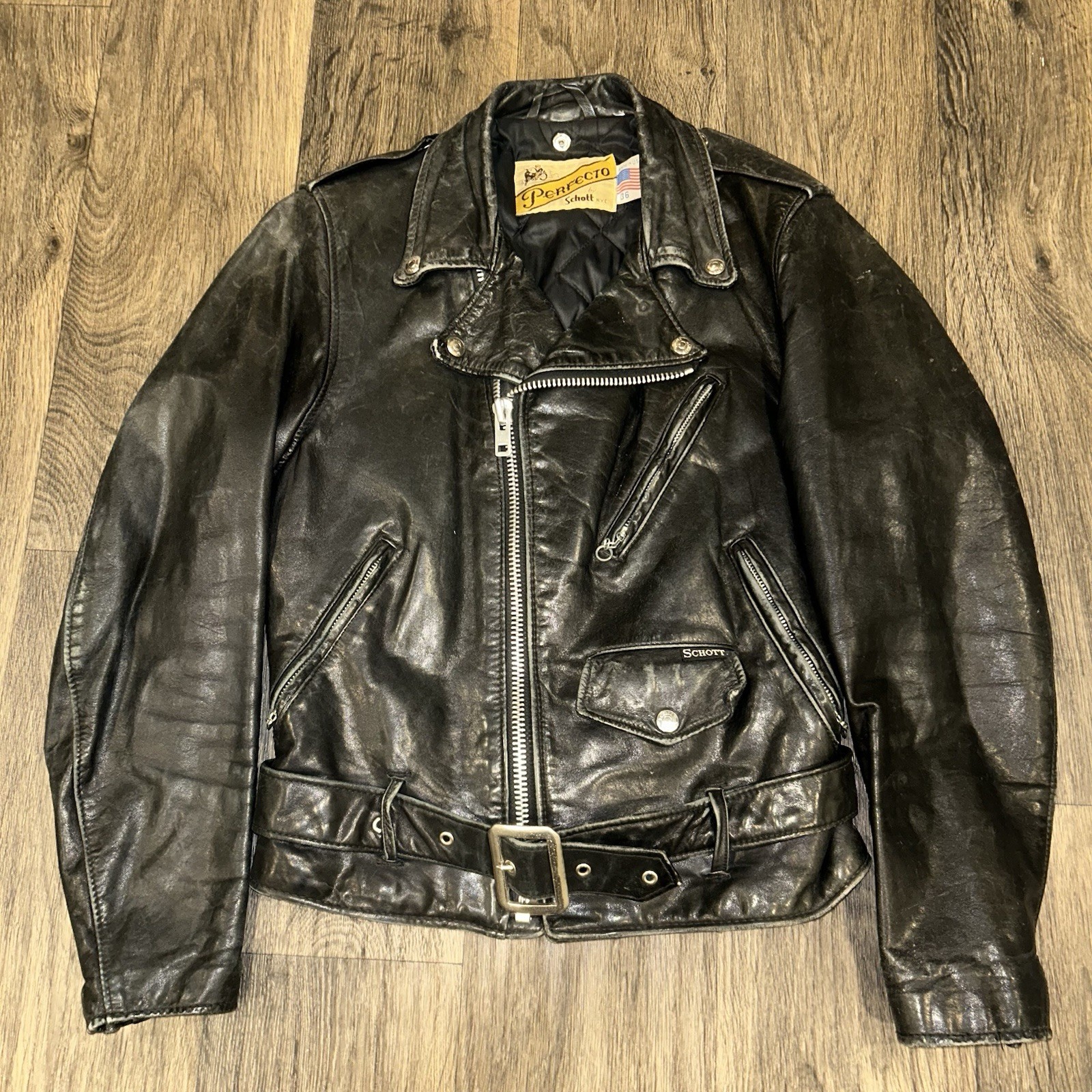 Vintage 70s 80s Schott Perfecto Leather Biker Jacket 36 s/xs
